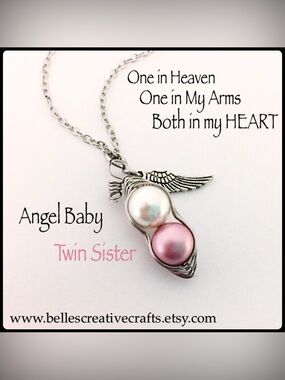 Angel Wing Twin Sister Pea Pod Necklace